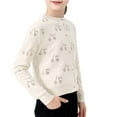thumbnail image 5 of Posijego Little Girls Sweater Cardigans Hollow Knit Open Front Sweater Crew Neck Button Closure Cardigan Jackets, 5 of 6