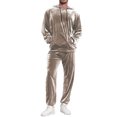 thumbnail image 2 of yuCgh Men's Velvet Hooded Sweatshirt and Tapered Leg Pants Set, Two-Piece Luxe Loungewear for Men in Soft and Warm Fabric,Khaki XL, 2 of 4