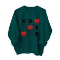 thumbnail image 4 of Valentines Day Crewneck Sweatshirts Women Long Sleeve Heart Pullover Shirts Crewneck Casual Fashion Outfits, XL Green, 4 of 5
