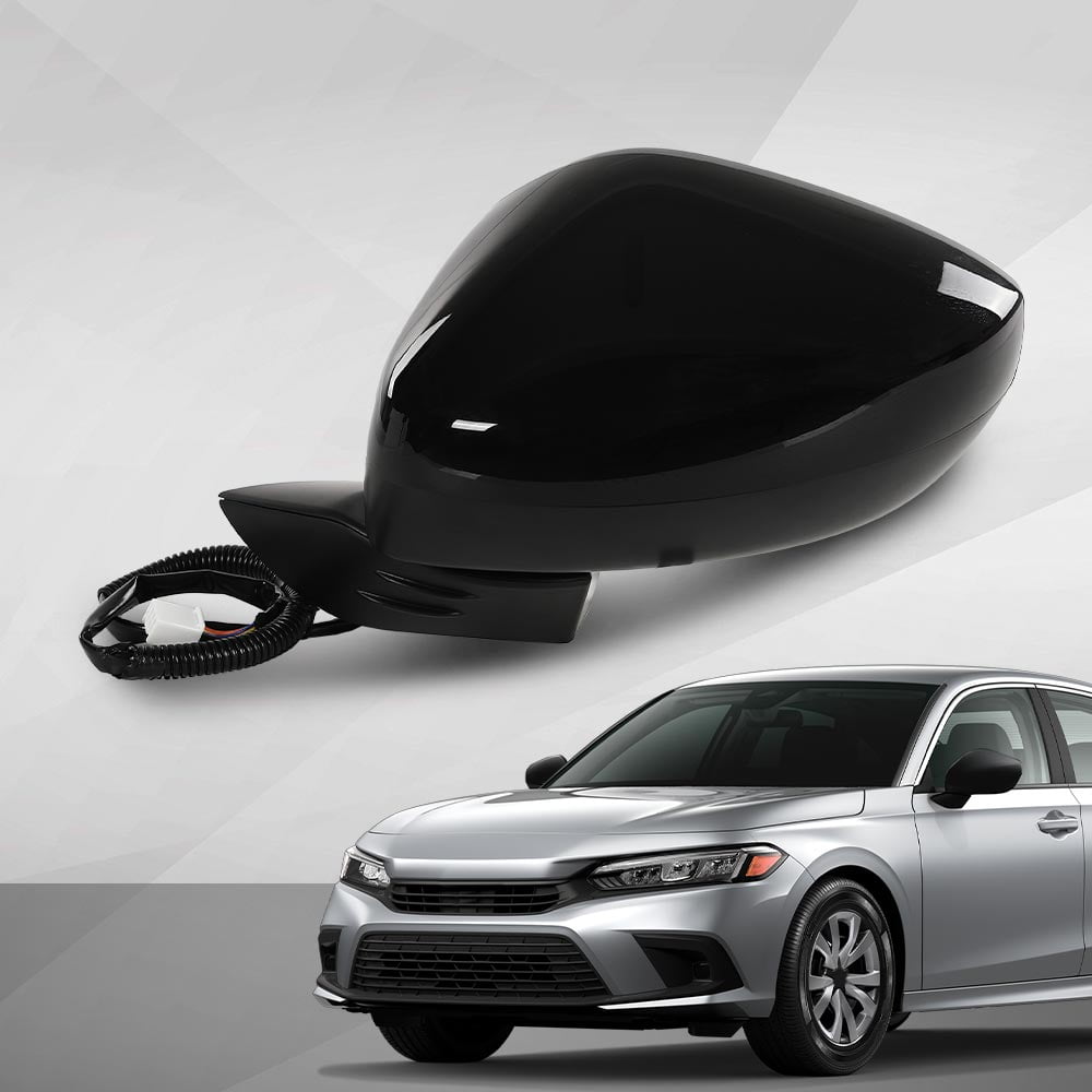 CROSSDESIGN Power Adjust Black Mirror Left Driver Side Fit for Honda Civic 2022-2023