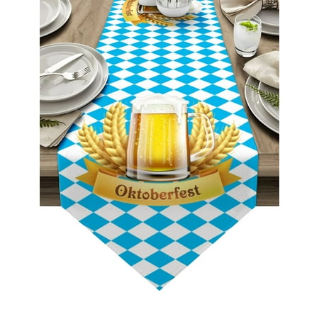 

Oktoberfest Wheat Beer Plaid Table Runners Wedding Table Decoration Tablecloth Holiday Party Dining Decor Table Cover