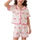 thumbnail image 2 of Conjuntos de blusas y camisas de cuello redondo y manga corta para niños, top con capucha y mangas de color con faldas de cintura elástica, traje casual y cómodo, conjunto de poliéster para niños, 2 of 6