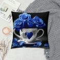 thumbnail image 2 of Creowell Blue Roses Heart Gothic Art Pillow Cushion Covers for Sofa Couch Bedroom Car Chair Home Decor Aesthetic Decorative 1PC 18x18in, 2 of 5