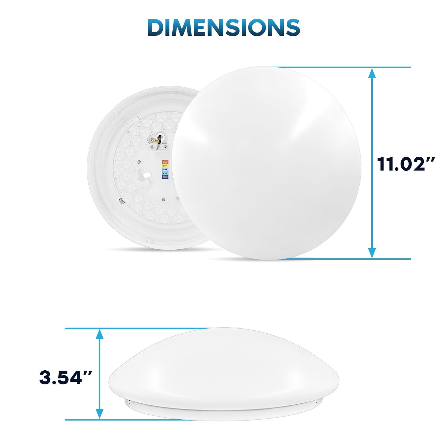 Luxrite 11 Inch LED Flush Mount Ceiling Light, 20W, 5 CCT Color Selectable, 1500 Lumens, Dimmable, Damp Rated, ETL Listed