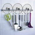 thumbnail image 5 of Kitchen Sliding Hooks, Stainless Steel Hanging Rack Rail Organize Kitchen Utensil Removable S Hooks for Towel, Spoon, Coats, Bathrobe, BBQ,Wall Mounted Hanger (8 Hooks 19.7In), 5 of 5