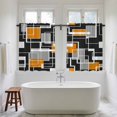 thumbnail image 4 of Burnt Orange Black Geometric Kitchen Curtain for Berdoom Living Room Cafe 54 Inch Length, Modern Color Block Abstract Tiers Curtains Light Filtering Drapes Window Treatment 2 Panels 52"Wx54"L, 4 of 8