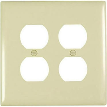 Pass & Seymour TPJ82ICC10 2 Gang Double Duplex Outlet Opening Nylon Wall Plate, Ivory