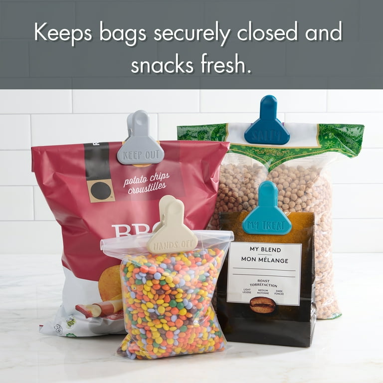 Mainstays Bag Clips Set, 4 Pack, Durable Plastic, Spring-Loaded