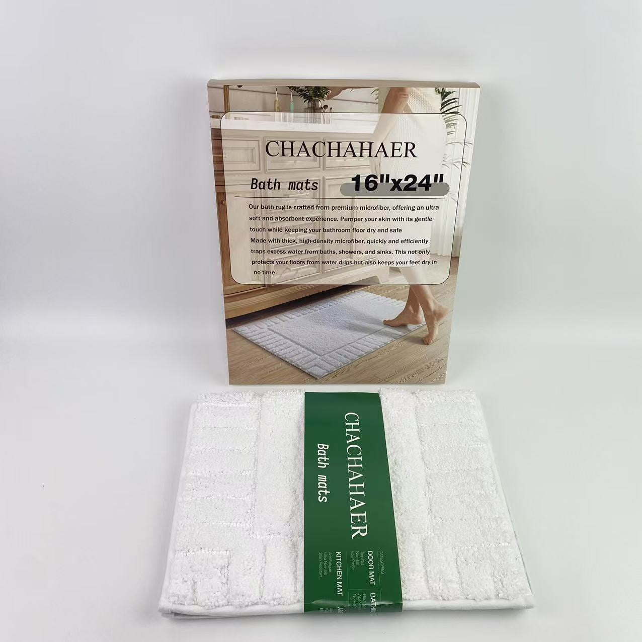 CHACHAHAER Bath mats,White Classic Luxury Bath Mat Floor Towel  - Absorbent Cotton Hotel Spa Shower/Bathtub Mats 16"x24" | 1 Pack | White