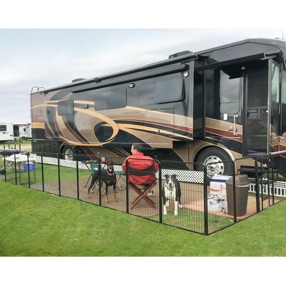 dog playpen outdoor, 8 panels 40" high heavy duty metal dog pen, pet fence for large/medium/small dogs, with doors foldable metal dog playpen exercise pen for rv, camping, yard 8 panels 40"h