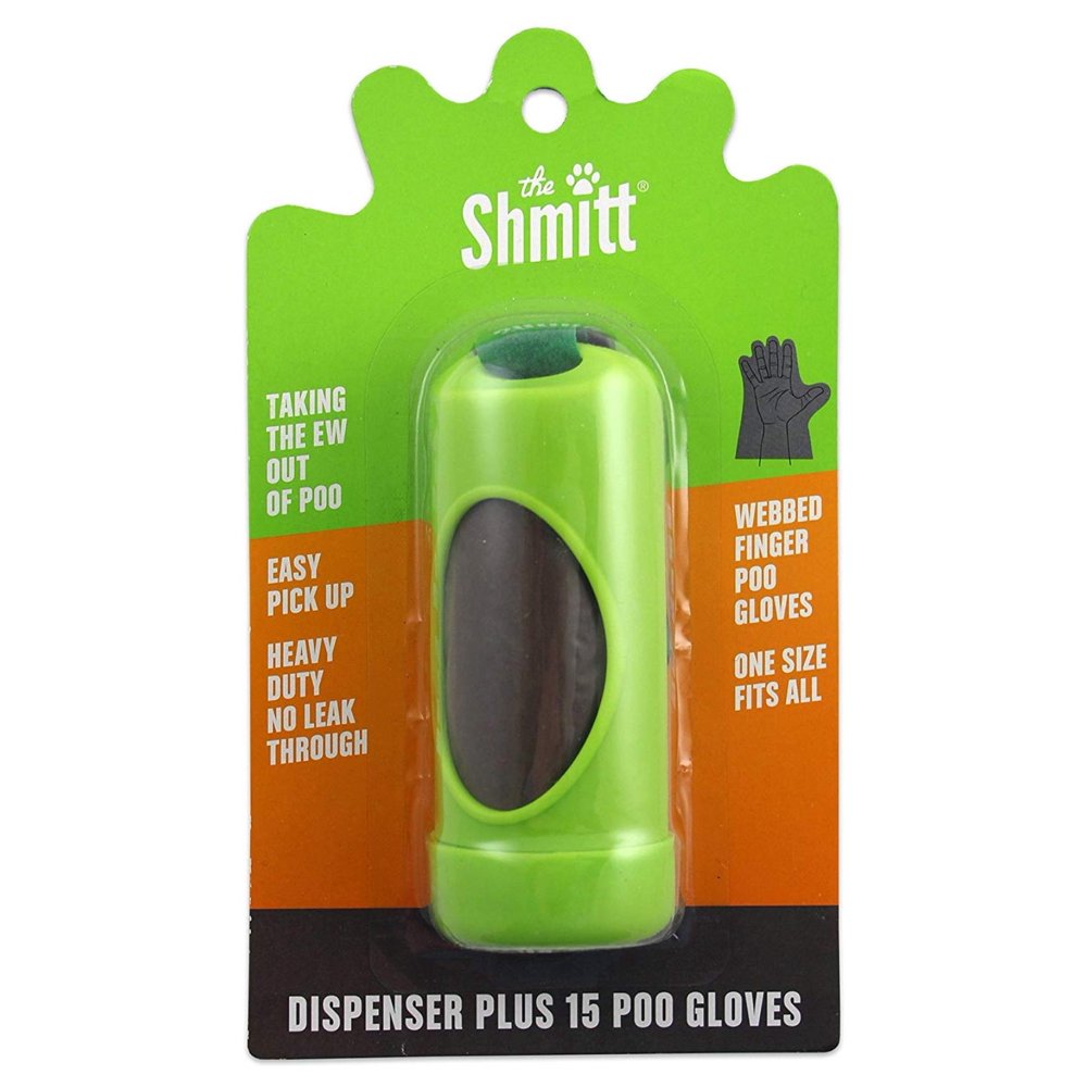 Shmitt Poo Gloves Dog Waste Bags, Dispenser Plus 15 Gloves, Finger