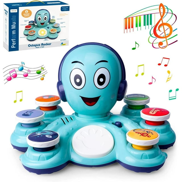 Juguetes musicales para bebés, juguetes de aprendizaje para niños pequeños, juguetes musicales de pulpo,