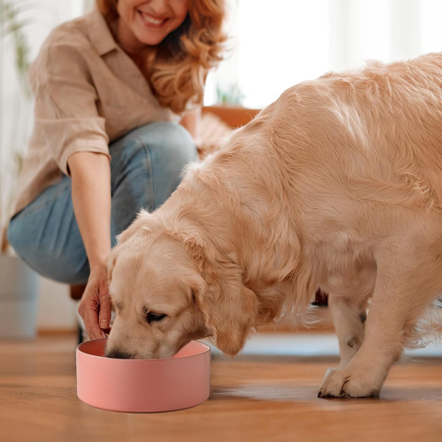 Ceramic Dog and Cat Bowl – Pink, 30oz/900ml Non-Slip Food and Water Dish – Durable, Easy to Clean, Dishwasher Safe Feeding Bowl for Small & Medium Pets