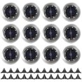 thumbnail image 1 of 12 Pack Solar Lights Outdoor Garden 8 LED Solar Disk Lights Outdoor IP65 Waterproof for Garden Pathway Lawn Patio Yard, 1 of 5
