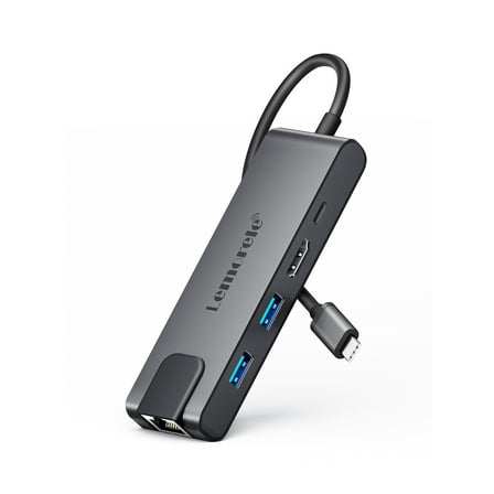 Lemorele USB C Hub Multiport Adapter, 5 in 1 Docking Station with 4k HDMI, Gigabit Ethernet, USB 3.0, 100W PD, Compatible with Macbook Pro/Air/iPad