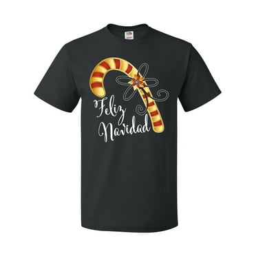 Inktastic Feliz Navidad Red and Gold Candy Cane T-Shirt
