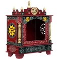 thumbnail image 5 of Pooja MANDIR WOODEN TEMPLE With Doors for Home Office Prayer Room Mantap Pooja Ghar Handmade wall mount / Multi Color Hindu Temple for Pooja, 5 of 6