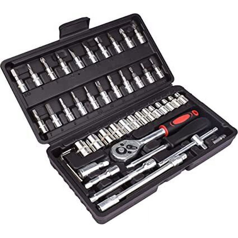 108-Piece Socket Wrench Set With 1/4" & 1/2" Drives – Includes Ratchet, Extensions, Sockets & Case – Complete Tool Kit For Home & Auto Repair