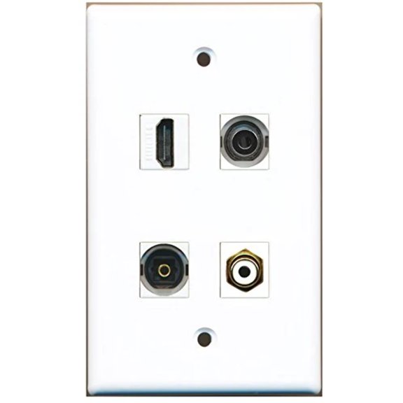 RiteAV - 1 Port HDMI 1 Port RCA White 1 Port Toslink 1 Port 3.5mm Wall Plate