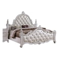 thumbnail image 2 of Moni Queen Bed, White Button Tufted Traditional Upholstery, Solid Wood, 2 of 7