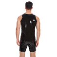 thumbnail image 2 of Men Shiny Leather Tank Top, Glossy PVC Leather, Male Wetlook Latex Casual Vest, 2 of 7