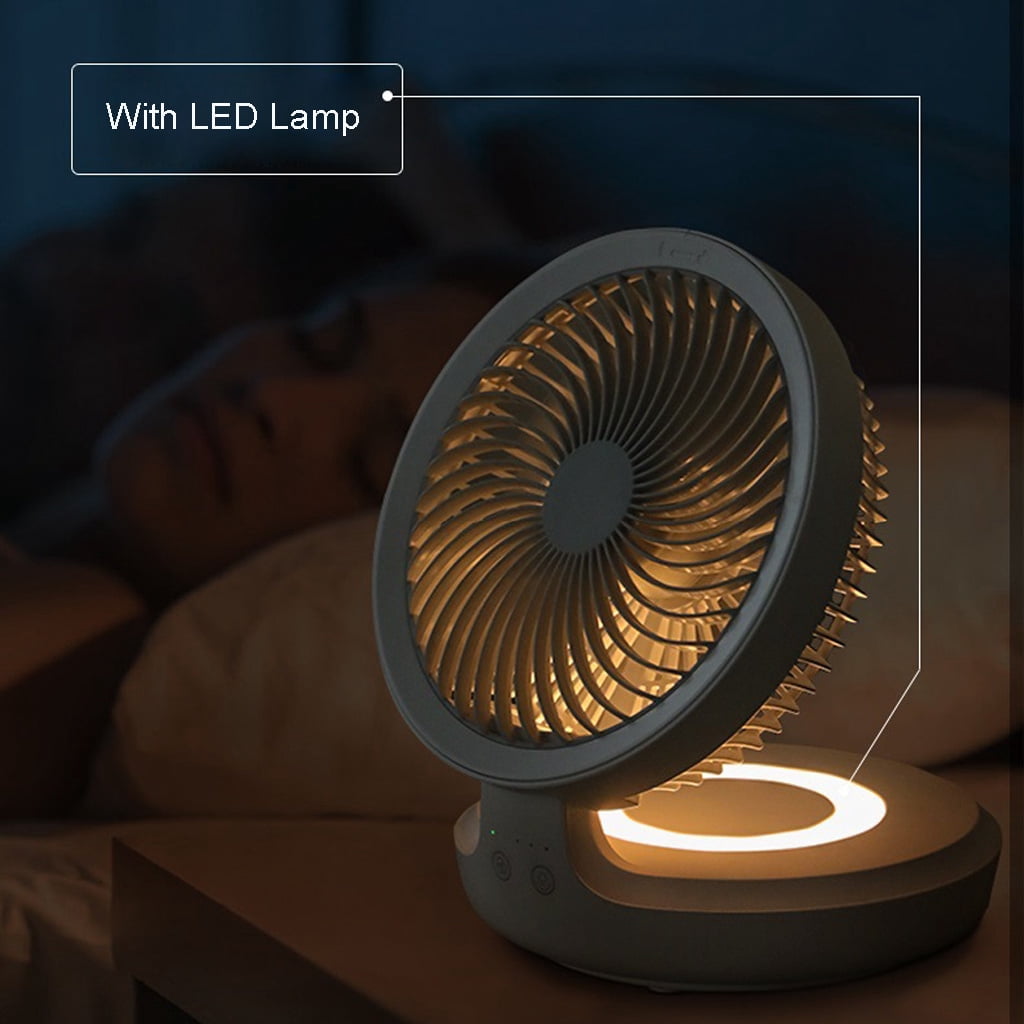 ZUARFY 4000mAh USB Rechargeable Air Circulation Fan 120 Degree Oscillation 4 Speed Foldable Fan With LED Light for outdoor Home