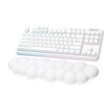 Logitech G715 Wireless Mechanical Gaming Keyboard with LIGHTSYNC RGB Lighting, Lightspeed, Clicky Switches (GX Blue), and Keyboard Palm Rest, PC and Mac Compatible, White Mist