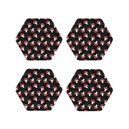 

Tideii Cartoon Mushroom for Leather Coasters 4 Pieces Anti-fouling and Anti-scalding Decorative Coasters Suitable for Restaurants Kitchens Coffee Shops-Hexagon