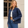 thumbnail image 2 of Unique Bargains Women's Button Down Cargo Pockets Denim Western Outfits 2XL Dark Blue, 2 of 7