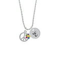 thumbnail image 2 of Delight Jewelry Silvertone Large Multicolored Daisy on Peace Sign Silvertone Script Initial Disc - E - Charm Necklace, 20"+3", 2 of 4