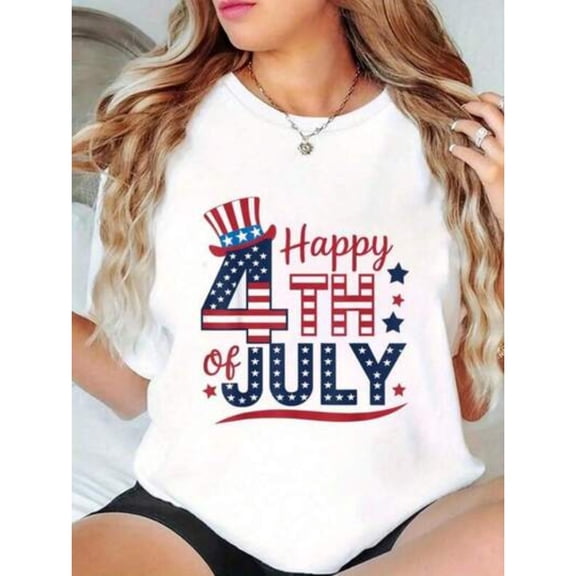 【New style】Happy 4th Of July Fourth Of July For Women American T-Shirt Summer Outfits For Women T Shirts Women Graphic Tees Wom