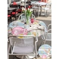 thumbnail image 4 of Light Blue Easter Outdoor Tablecloth - 54 Inch Round Dining Table Cover, Spring Easter Bunny Eggs Floral Wooden Waterproof Outdoor Table Cloth with Umbrella Hole & Zipper for Picnic/Patio/Party, 4 of 7