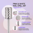 thumbnail image 2 of PANA USA Professional 3/32" Big Pink & White Nail Drill Carbide Bit - For Manicure, Pedicure, Acrylic Nail Art Drill Electric Dremel Machine - Silver, Coarse Grit, 2 of 7