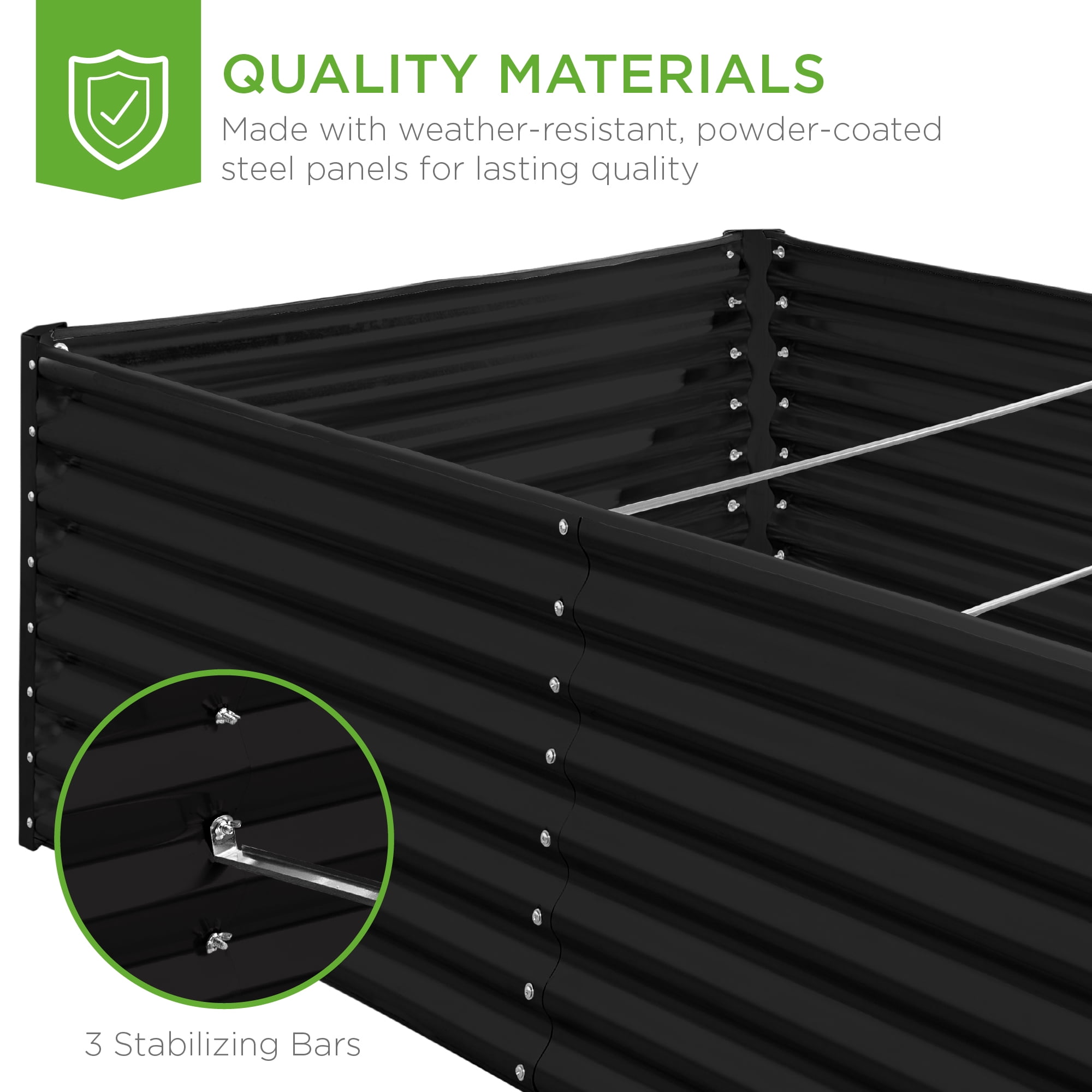 Best Choice Products 8x4x2ft Outdoor Metal Raised Garden Bed for Vegetables Flowers Herbs - Black