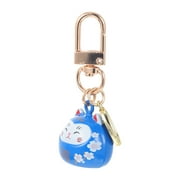 Cat Keychains Japanese Maneki Neko Fortune Beckoning Cat Pendants Keyring Charms Bag Hanging Pendants for Handbag Purse Car Key Blue