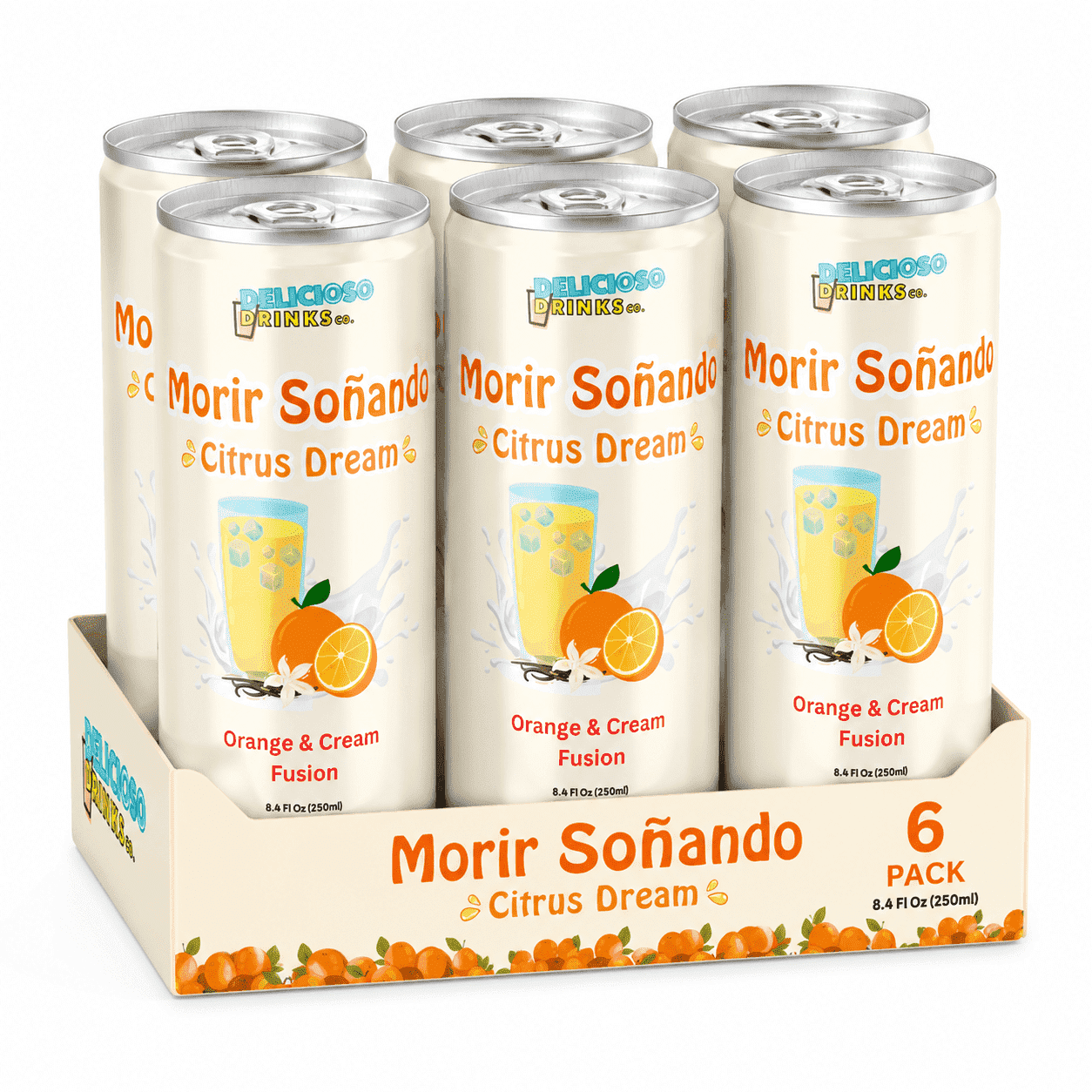 Delicioso Drinks Co. Morir Soñando "Citrus Dream" 6-Pack Creamy Milk & Orange Juice Based Classic Dominican Beverage 6 x 8.4 FL OZ