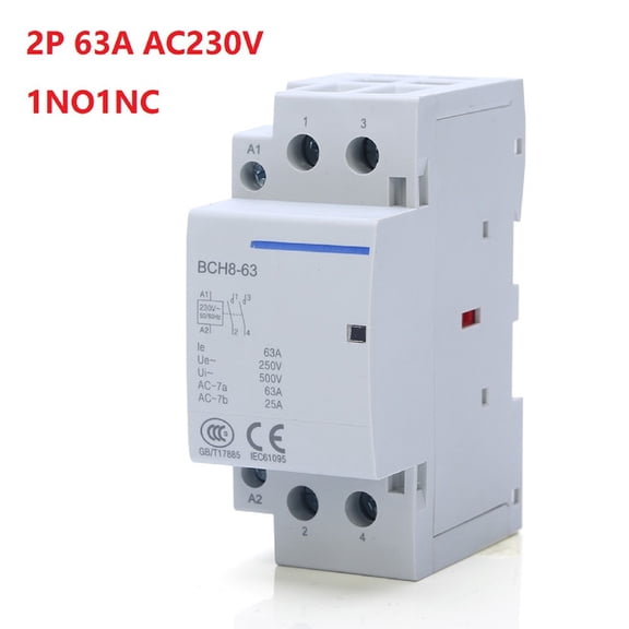 Household Contactor 230V 2P 63A 1NO1NC Rail Mounting Modular Contactor Automatic