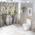 thumbnail image 7 of Pratyus White Flower White Vase Wooden Door Modern Waterproof Shower Curtain with Hooks Washable Chic Bathroom Decor 100% Polyester Fiber Country Cottage & Farmhouse Style 69x72, 7 of 7