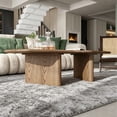 thumbnail image 3 of MDAQMD 47.2" Abstract Shaped Coffee Table,Ash Wood Veneer Minimalist Center Table, Walnut Coffee Table,Mid Century Modern Coffee Table for Living Room, 3 of 9