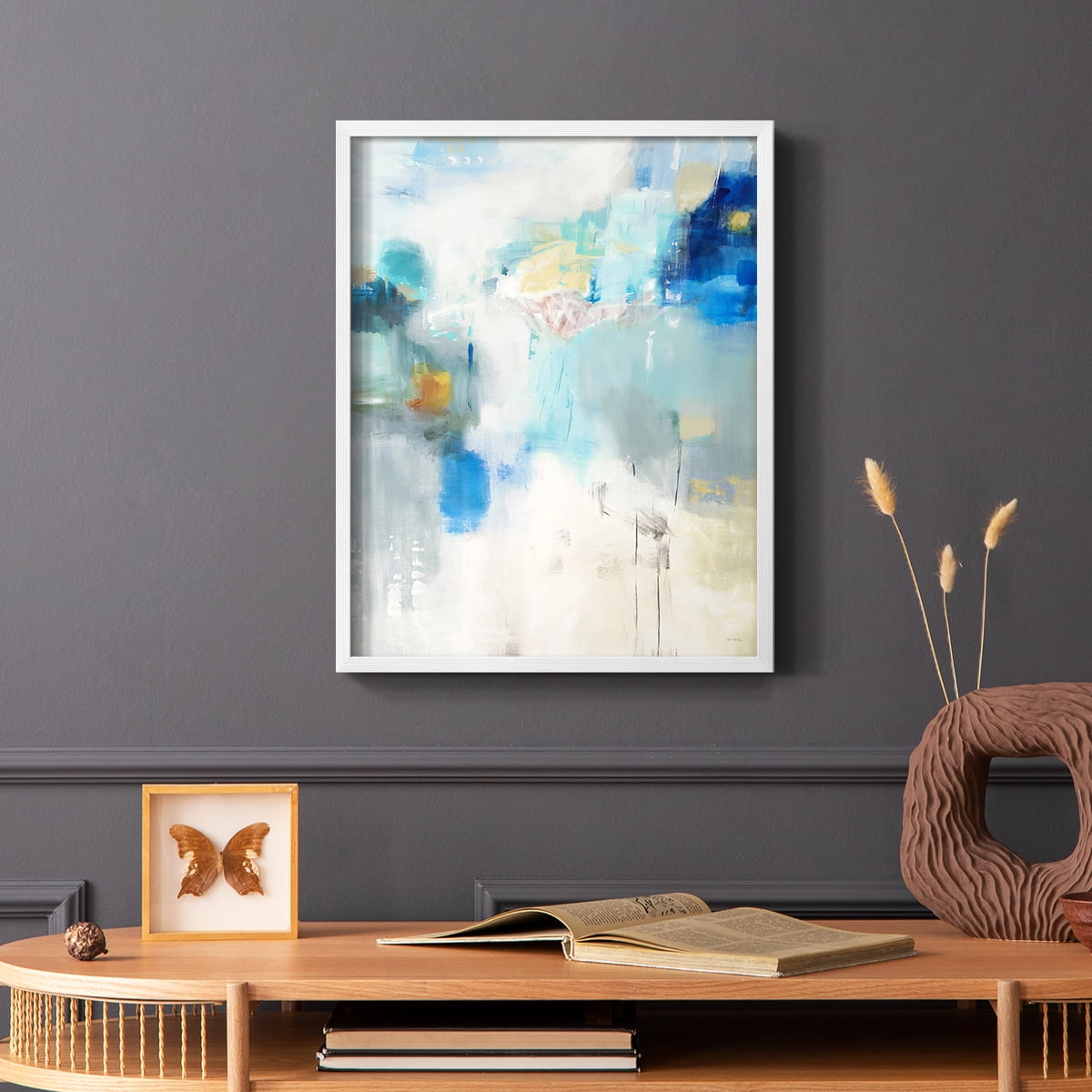 Celeste Motion I Framed Print in White Solid Wood Framed Print No Nail Hanging