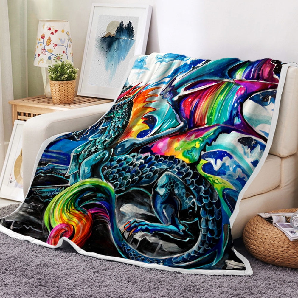 Dragon Throw Blanket, Medieval Magic Fantasy Creative Magic Dragon Throw Blanket, Magic Animals