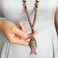 thumbnail image 3 of Wooden Beaded Necklaces Vintage Handmade Nepal Mala Wood Beads Meditation Prayer Necklace Ethnic Long Statement Sweater Chain Necklace, 3 of 8