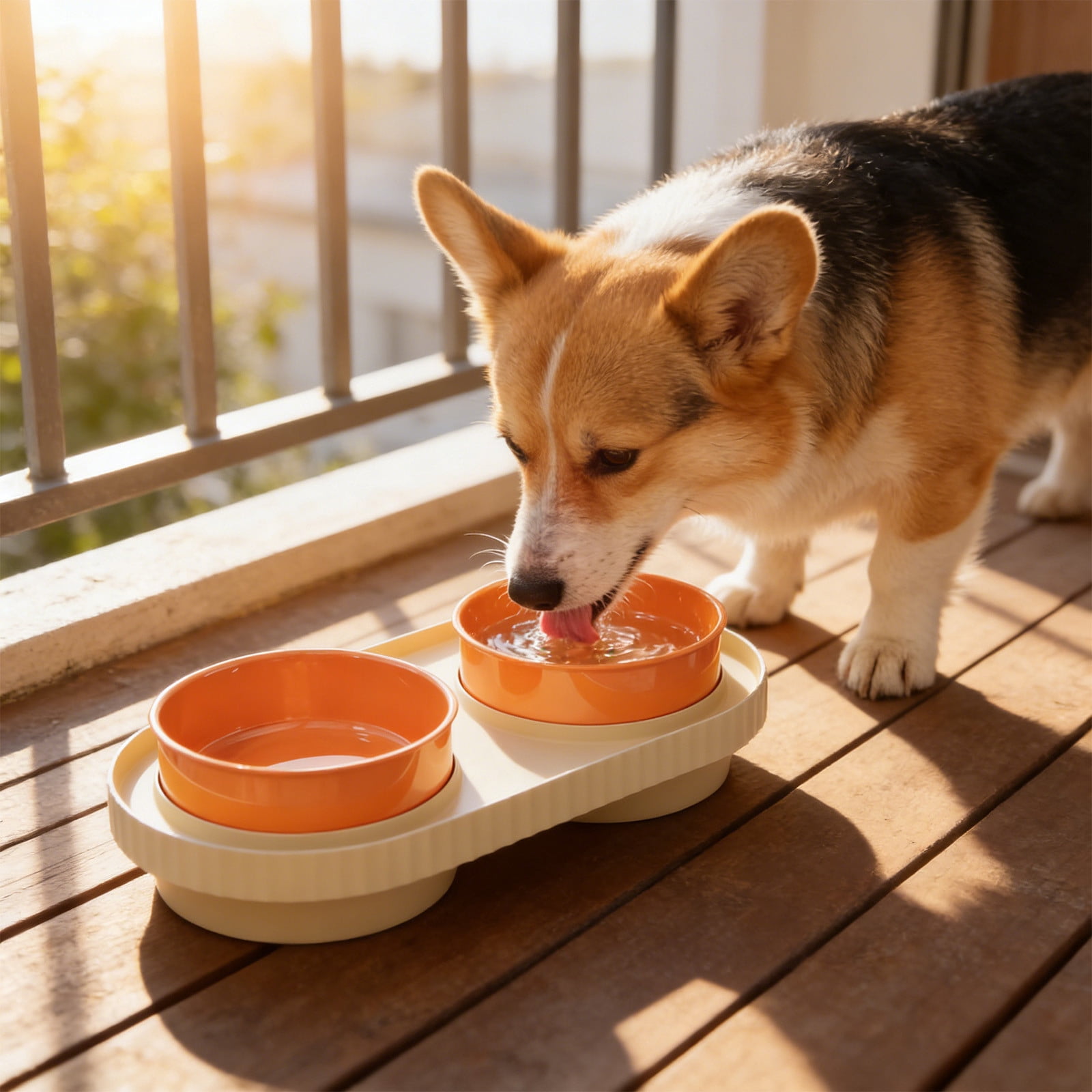 2 in 1 Anti Tipper Multi Color Pet Bowl, Combined Food and Water Bowl for Cats and Dogs, Non Slip Pet Dish for Kittens and Small Dogs