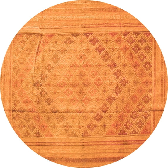 Ahgly Company Indoor Round Southwestern Orange Country Area Rugs, 4' Round