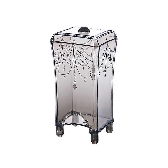 Square Plastic Storage Container for Cotton Pads Light Grey Dust Proof with Cut Out .7 x 3.1 x 2.6 Inches