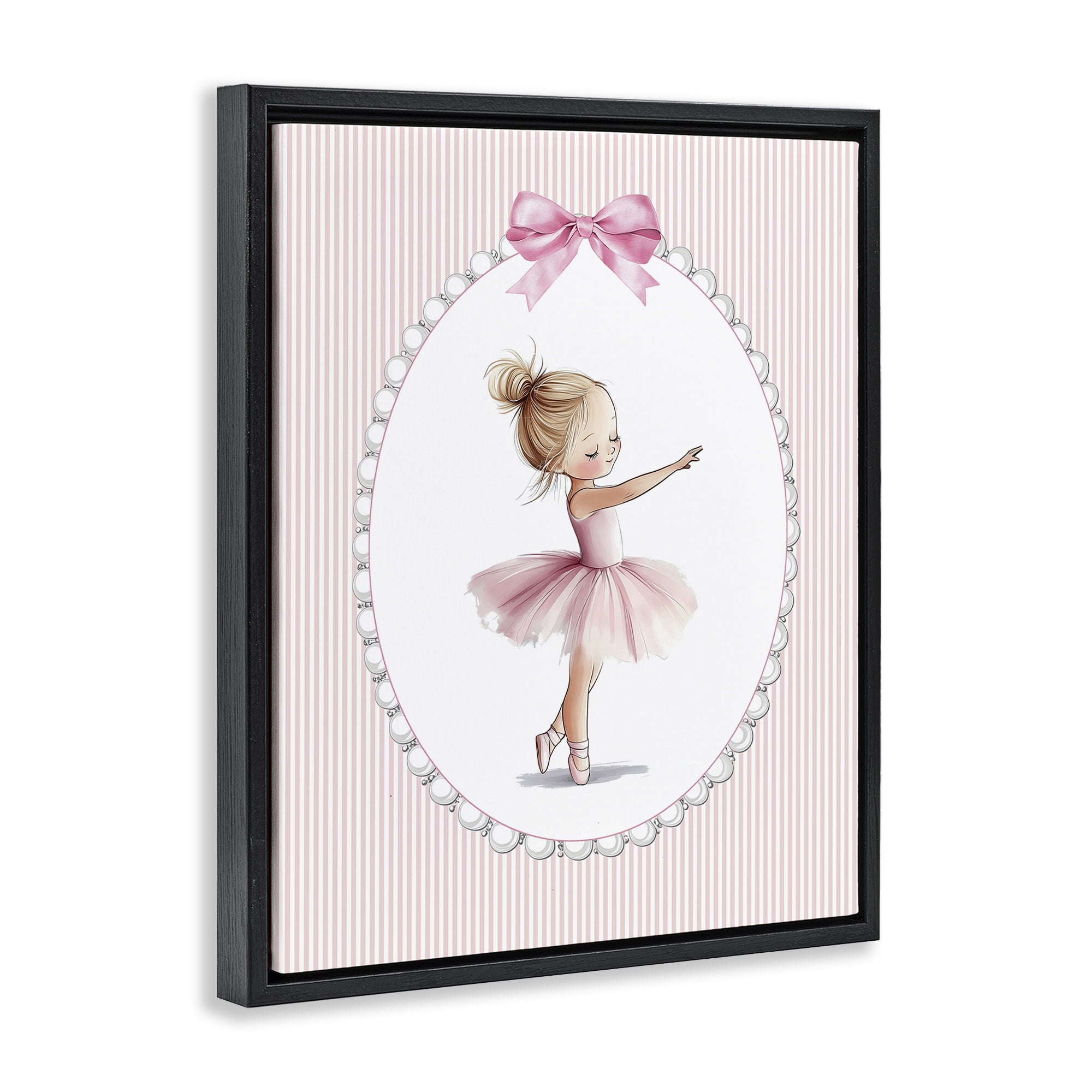 Stupell Industries Blush Pink Ballerina Black Framed Floater Canvas Wall Art, design by Christine Simpson Art