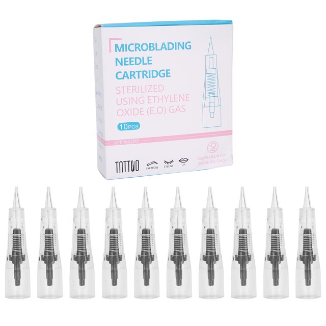 10 Uds cartucho para tatuar aguja paquete independiente hojas para tatuaje para cejas labios tatuaje 0,3mm Pin