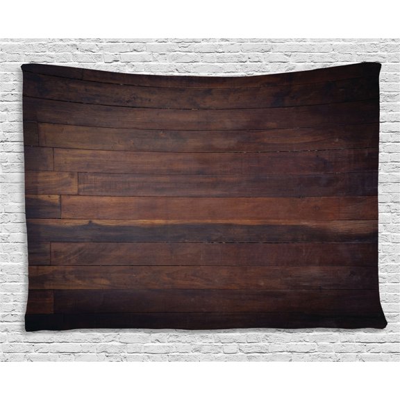 Chocolate Tapestry, Aged Weathered Dark Timber Oak Wooden Planks Floor Image Country Life Carpentry, Wall Hanging for Bedroom Living Room Dorm Decor, 60W X 40L Inches, Dark Brown, by Ambesonne