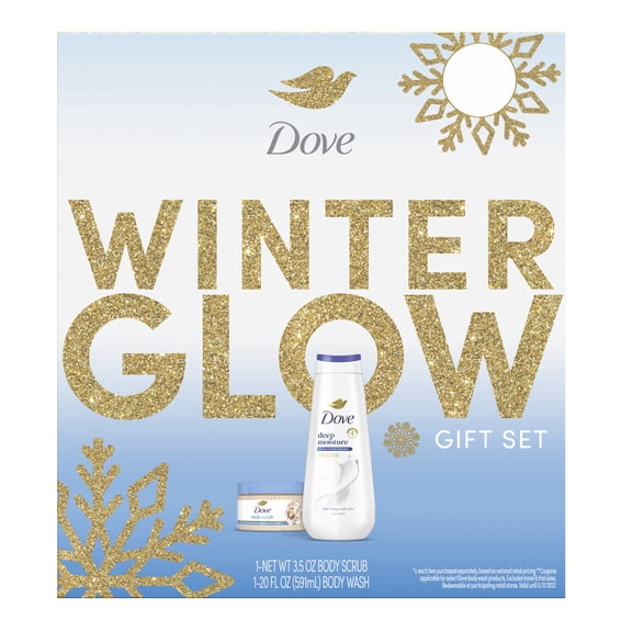 Dove Winter Glow Body Wash and Body Scrub Gift Set