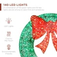 thumbnail image 3 of Best Choice Products 48in Pre-Lit Outdoor Christmas Wreath, LED Metal Holiday Decor w/ 140 Lights, Bow - Green/Red, 3 of 7